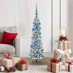 Berkfield Home Artificial Christmas Tree with 150 LEDs Green & white 120 cm - thumbnail 1