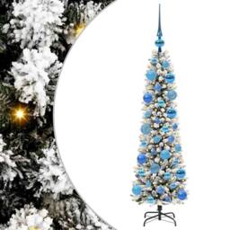 Berkfield Home Artificial Christmas Tree with 150 LEDs Green & white 120 cm - thumbnail 2