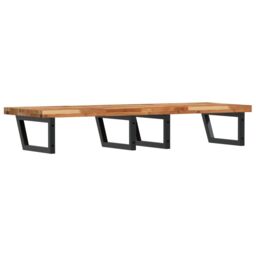 Berkfield Home Basin Shelf Wall Mounted Steel & Solid Wood Acacia in Brown - thumbnail 6