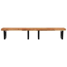 Berkfield Home Basin Shelf Wall Mounted Steel & Solid Wood Acacia in Brown - thumbnail 4