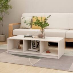 Berkfield Home Modern Coffee Table White 110x50x34 cm Solid Pinewood - Size: 110 x 50 x 34 cm - thumbnail 2