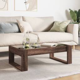 Berkfield Home Decorative Coffee Table with Infinity LED Brown Oak 90x53x30 cm - Size: 90 x 53 x 30 cm - thumbnail 4
