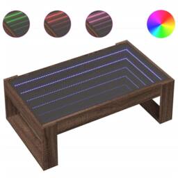 Berkfield Home Decorative Coffee Table with Infinity LED Brown Oak 90x53x30 cm - Size: 90 x 53 x 30 cm - thumbnail 3