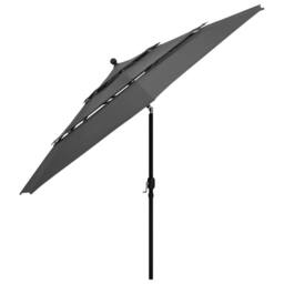 Berkfield Home Harmful 3-Tier Parasol with Aluminium Pole Anthracite 3.5 m in Dark Grey