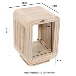 IH Design Selina Carved Mango Wood Side Table / End Table for Living Room in Light Tan - thumbnail 4