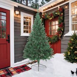 Berkfield Home Beautiful Artificial Half Christmas Tree with Stand Green 210 cm PVC - thumbnail 3