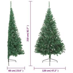 Berkfield Home Beautiful Artificial Half Christmas Tree with Stand Green 210 cm PVC - thumbnail 9