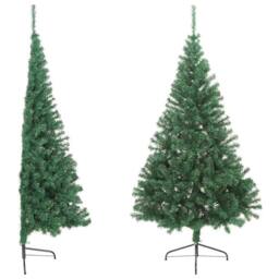 Berkfield Home Beautiful Artificial Half Christmas Tree with Stand Green 210 cm PVC - thumbnail 4
