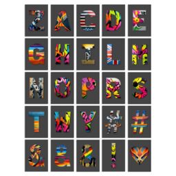"Artery8 Wall Art Print Set Pack of 50 Street Art Graffiti Aesthetic A-Z Letters Fun Crafting Spelling Collage Kit Postcards Bedroom A6 15x10 cm (6x4"")" - thumbnail 2