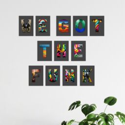 "Artery8 Wall Art Print Set Pack of 50 Street Art Graffiti Aesthetic A-Z Letters Fun Crafting Spelling Collage Kit Postcards Bedroom A6 15x10 cm (6x4"")" - thumbnail 4