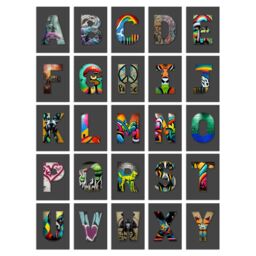 "Artery8 Wall Art Print Set Pack of 50 Street Art Graffiti Aesthetic A-Z Letters Fun Crafting Spelling Collage Kit Postcards Bedroom A6 15x10 cm (6x4"")" - thumbnail 1