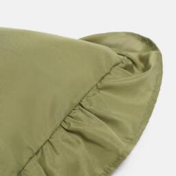 OHS 2 x Plain Faux Linen Frill Cushion Covers in Olive - Size: 45 cm x 45 cm - thumbnail 6