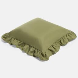 OHS 2 x Plain Faux Linen Frill Cushion Covers in Olive - Size: 45 cm x 45 cm - thumbnail 4