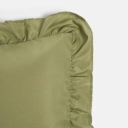 OHS 2 x Plain Faux Linen Frill Cushion Covers in Olive - Size: 45 cm x 45 cm - thumbnail 5