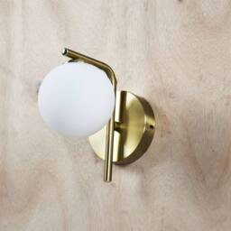 First Choice Lighting Grosvenor - Satin Brass Wall Light with Glass Globe in Gold - thumbnail 4