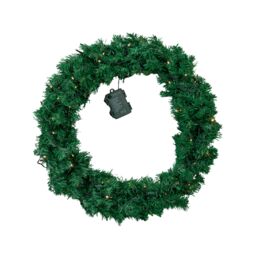 Samuel Alexander 60cm Pre Lit Plain Green Christmas Wreath with Warm White LEDs & 160 Tips - thumbnail 9
