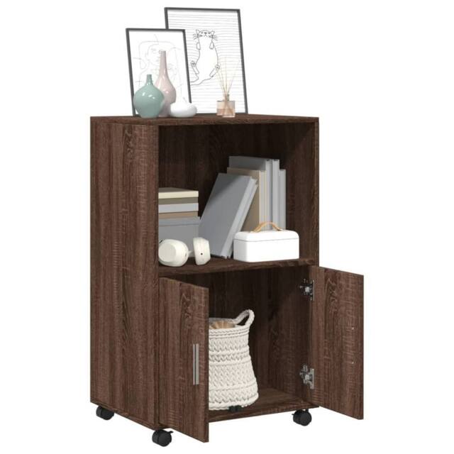 Berkfield Home Rolling¬†Cabinet Brown Oak 55x40x91 cm Engineered Wood - Size: 55 x 40 x 91 cm - image 1
