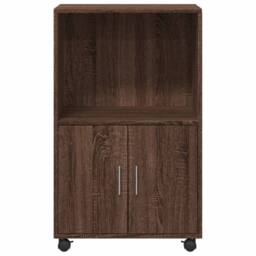 Berkfield Home Rolling¬†Cabinet Brown Oak 55x40x91 cm Engineered Wood - Size: 55 x 40 x 91 cm - thumbnail 4