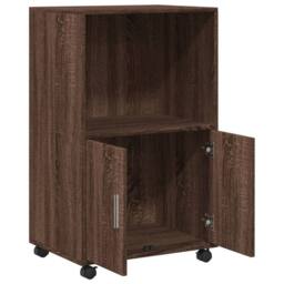 Berkfield Home Rolling¬†Cabinet Brown Oak 55x40x91 cm Engineered Wood - Size: 55 x 40 x 91 cm - thumbnail 7