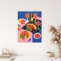 "Wee Blue Coo Wall Art Print Informal Dinner Party Pizza Kitchen Fun Living Room - Size: W24"" x H32""" - thumbnail 4