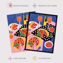 "Wee Blue Coo Wall Art Print Informal Dinner Party Pizza Kitchen Fun Living Room - Size: W24"" x H32""" - thumbnail 2