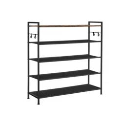 Pirlo Plush 5 Tier Industrial Shoe Rack Hallway Storage Organiser in Brown - thumbnail 7