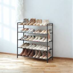 Pirlo Plush 5 Tier Industrial Shoe Rack Hallway Storage Organiser in Brown - thumbnail 2