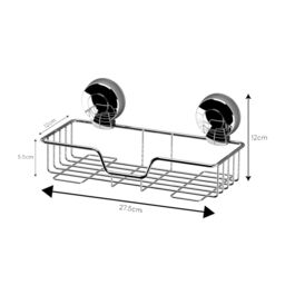 Showerdrape Suctionloc Chrome Steel Suction Wall Mounted Rectangular Basket in Silver - thumbnail 5