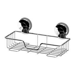 Showerdrape Suctionloc Chrome Steel Suction Wall Mounted Rectangular Basket in Silver - thumbnail 6
