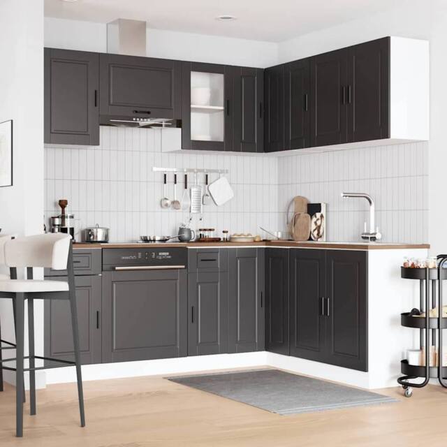 Berkfield Home Elegant 11 Piece Kitchen Cabinet Set Porto Black Engineered Wood - image 1