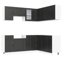 Berkfield Home Elegant 11 Piece Kitchen Cabinet Set Porto Black Engineered Wood - thumbnail 3