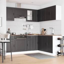 Berkfield Home Elegant 11 Piece Kitchen Cabinet Set Porto Black Engineered Wood - thumbnail 1