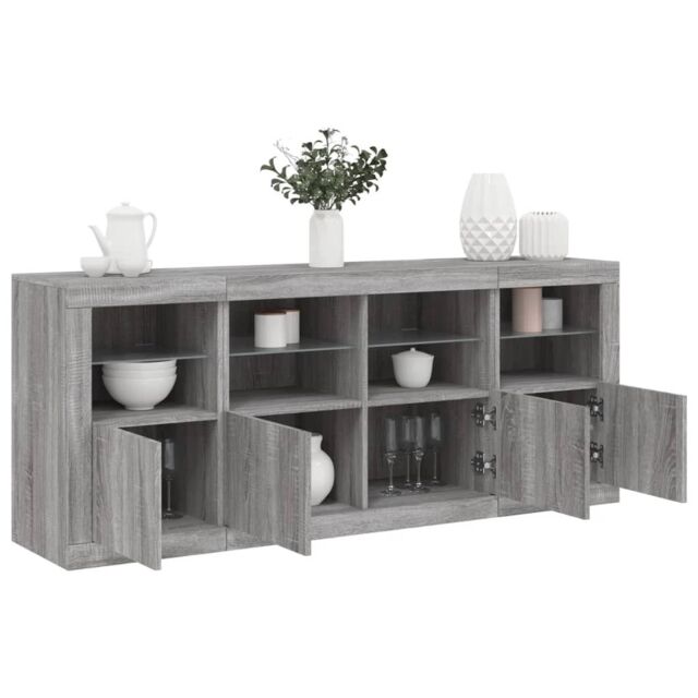 Berkfield Home Sideboard with LED Lights Grey Sonoma 163x37x67 cm - Size: 163 x 37 x 67 cm - image 1
