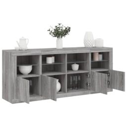 Berkfield Home Sideboard with LED Lights Grey Sonoma 163x37x67 cm - Size: 163 x 37 x 67 cm - thumbnail 1