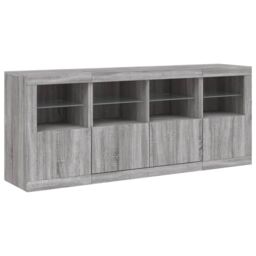 Berkfield Home Sideboard with LED Lights Grey Sonoma 163x37x67 cm - Size: 163 x 37 x 67 cm - thumbnail 5