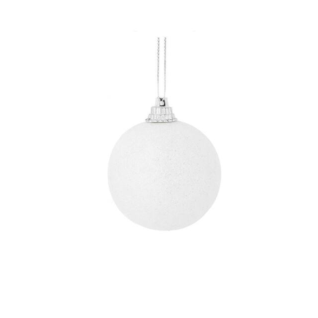 Melody Maison Set Of 10 White Snowball Glitter Baubles - image 1