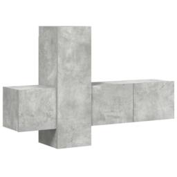 Berkfield Home Sturdy 3 Piece TV Cabinet Set Concrete Grey Engineered Wood - thumbnail 3