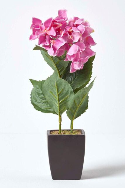 Homescapes Small Artificial Hydrangea Flower in Pot, 38 cm Tall in Pink - image 1