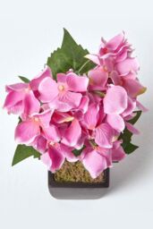 Homescapes Small Artificial Hydrangea Flower in Pot, 38 cm Tall in Pink - thumbnail 2