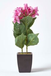 Homescapes Small Artificial Hydrangea Flower in Pot, 38 cm Tall in Pink - thumbnail 5