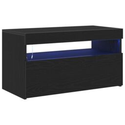 Berkfield Home TV Stand with LED Lights - Black Oak - 75x35x40 cm - Made of Engineered Wood - Size: 75 x 35 x 40 cm - thumbnail 5