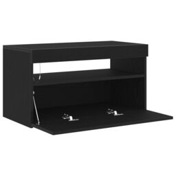 Berkfield Home TV Stand with LED Lights - Black Oak - 75x35x40 cm - Made of Engineered Wood - Size: 75 x 35 x 40 cm - thumbnail 4