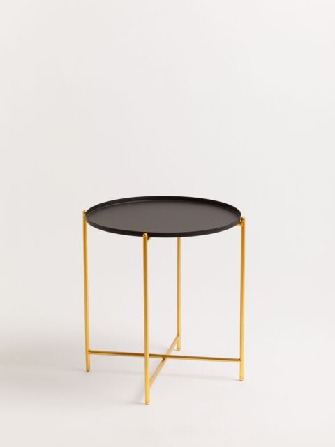 Orsina Black Top Side Table, Contrasting Materials Of Side Tables By Couch, Durable & Easy To Care Corner Table in Gold - image 1