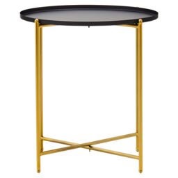 Orsina Black Top Side Table, Contrasting Materials Of Side Tables By Couch, Durable & Easy To Care Corner Table in Gold - thumbnail 2