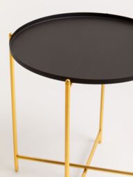 Orsina Black Top Side Table, Contrasting Materials Of Side Tables By Couch, Durable & Easy To Care Corner Table in Gold - thumbnail 3