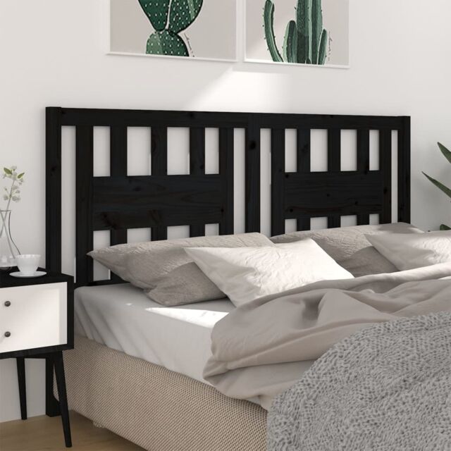 Berkfield Home Headboard Black 206x4x100 cm Solid Wood Pine - Size: 206 x 4 x 100 cm - image 1