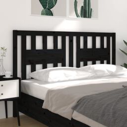 Berkfield Home Headboard Black 206x4x100 cm Solid Wood Pine - Size: 206 x 4 x 100 cm - thumbnail 4