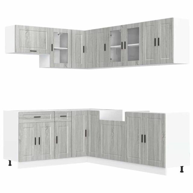 Berkfield Home 11 Piece Kitchen Cabinet Set Porto Grey Sonoma Engineered Wood - image 1