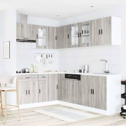 Berkfield Home 11 Piece Kitchen Cabinet Set Porto Grey Sonoma Engineered Wood - thumbnail 3