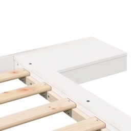 Berkfield Home Floor Bed Frame with Bedside Tables White 140x190cm Solid Wood - Size: 140x190 cm - thumbnail 8